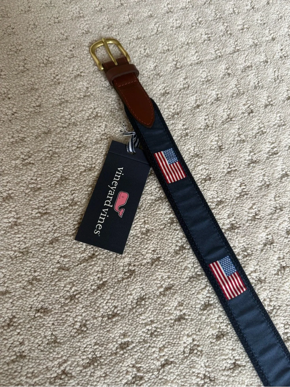 Vineyard Vines Boys Navy American Flag Belt
